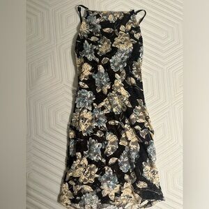 Urban Outfitters Brown/Blue floral lace dress with brown slip. NWOT, never worn